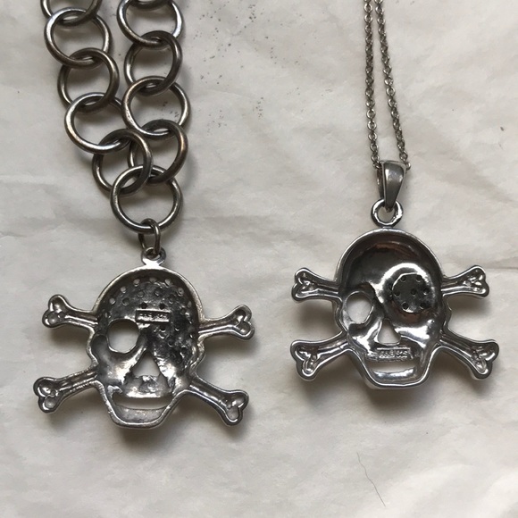 Skull & Crossbones 925 sterling silver set - Picture 7 of 14